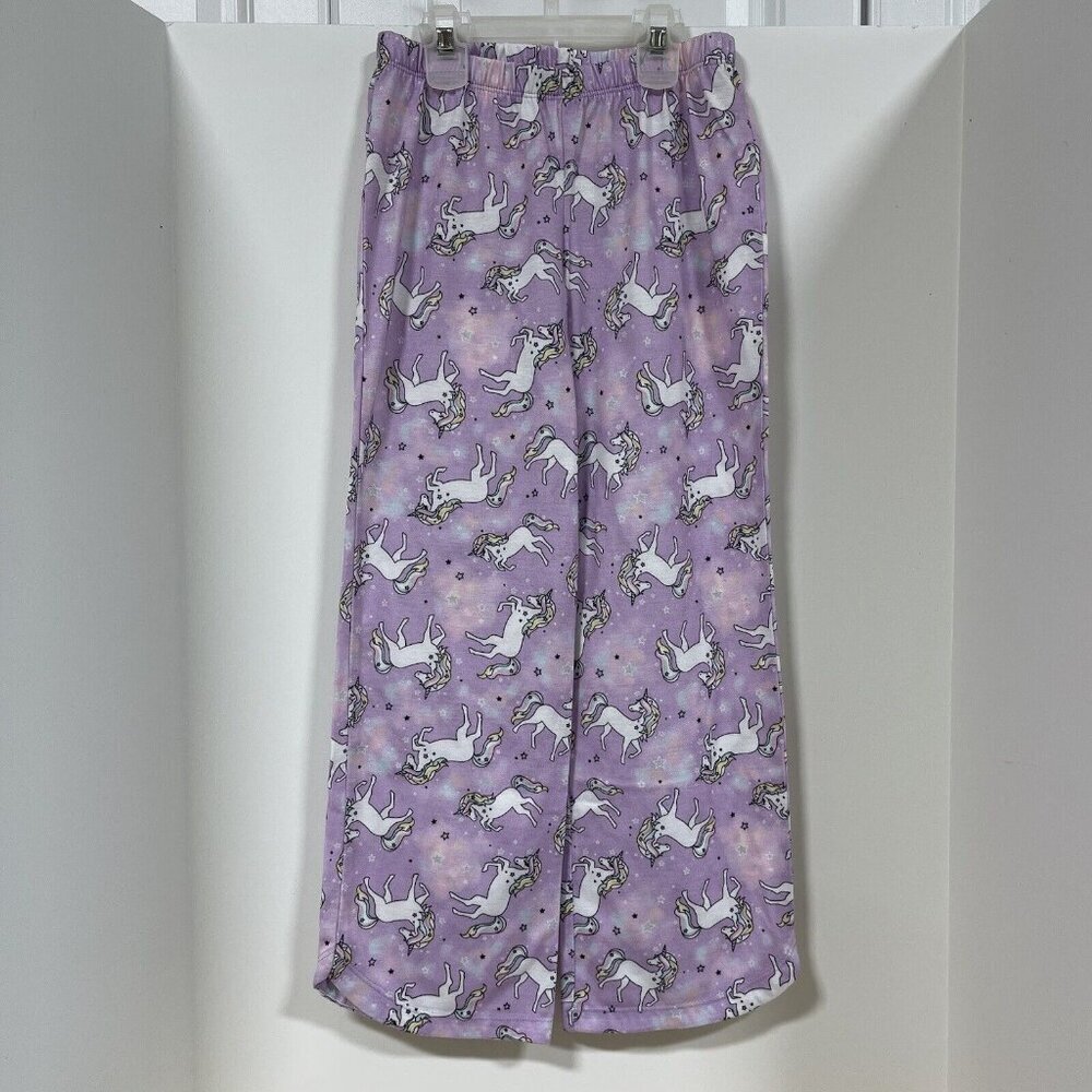 Justice Girls Sz 8 Pajama Pants Lounge Pull on Purple Unicorn Pjs Slumber